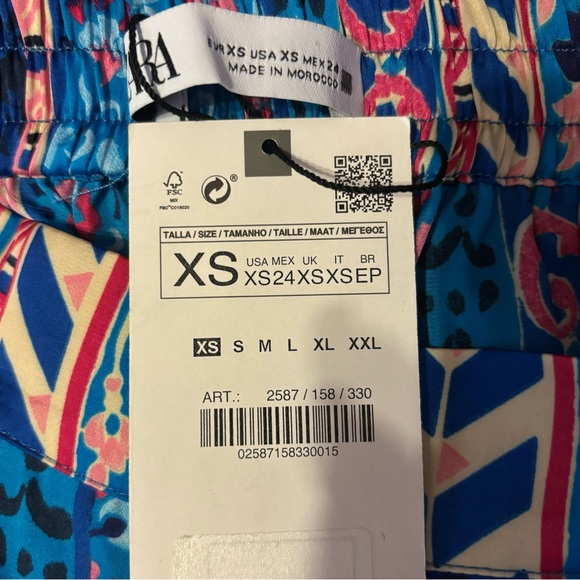 Zara Pants Satin Effect Boho Wide Leg Floral Print Pants Women’s Size XS - Picture 16 of 16